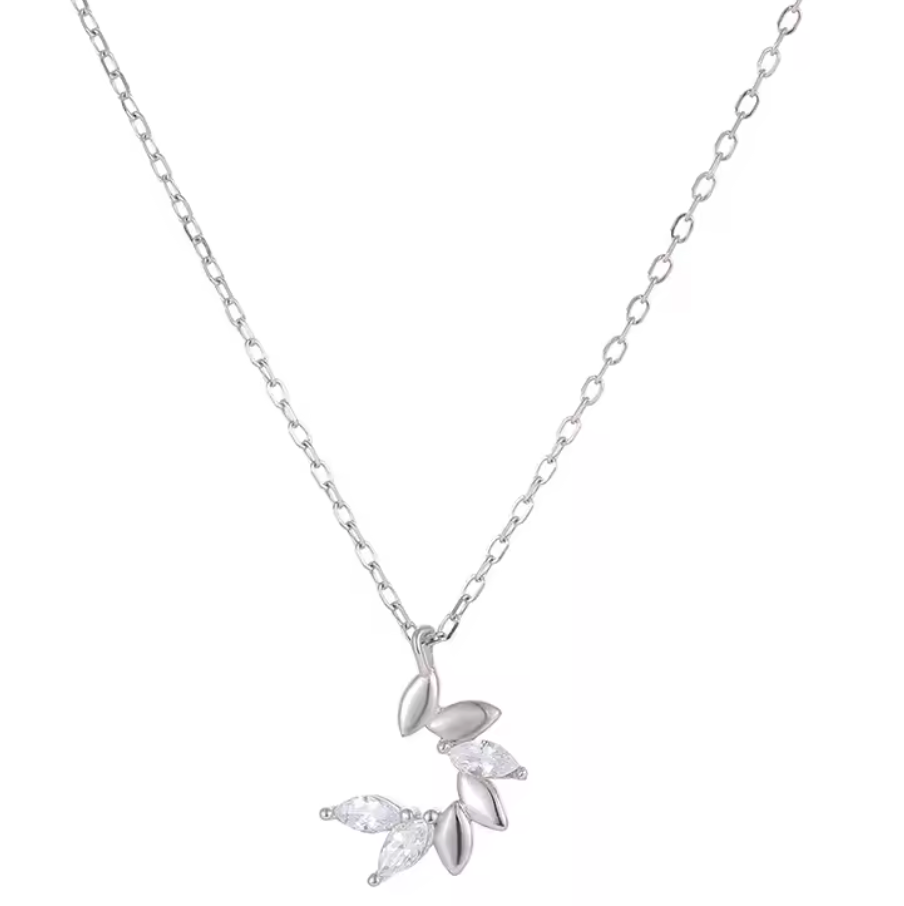 Wheat Motif Zircon Necklace