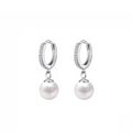 Pearl & Pavé Huggie Earrings