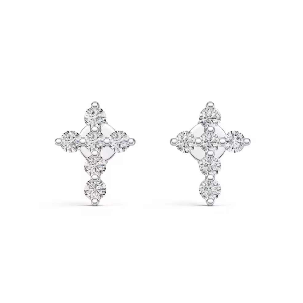 Cut Cross Cluster Stud Earrings